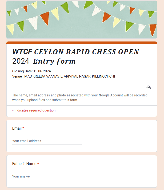 WTCF, ceylon rapid chess open tournament 2024-06-30 form