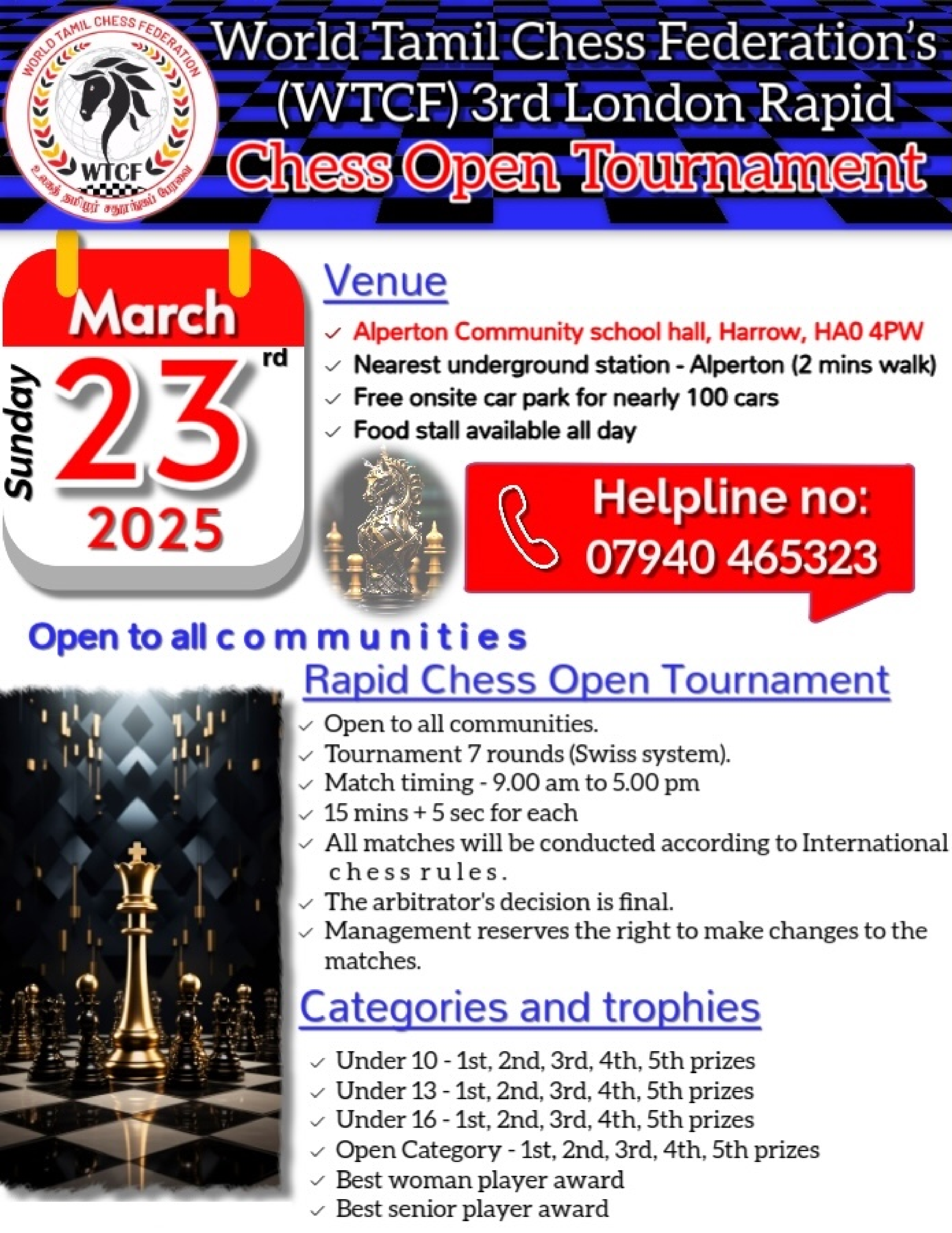 WTCF, London rapid chess open tournament 2024-06-30 flyer