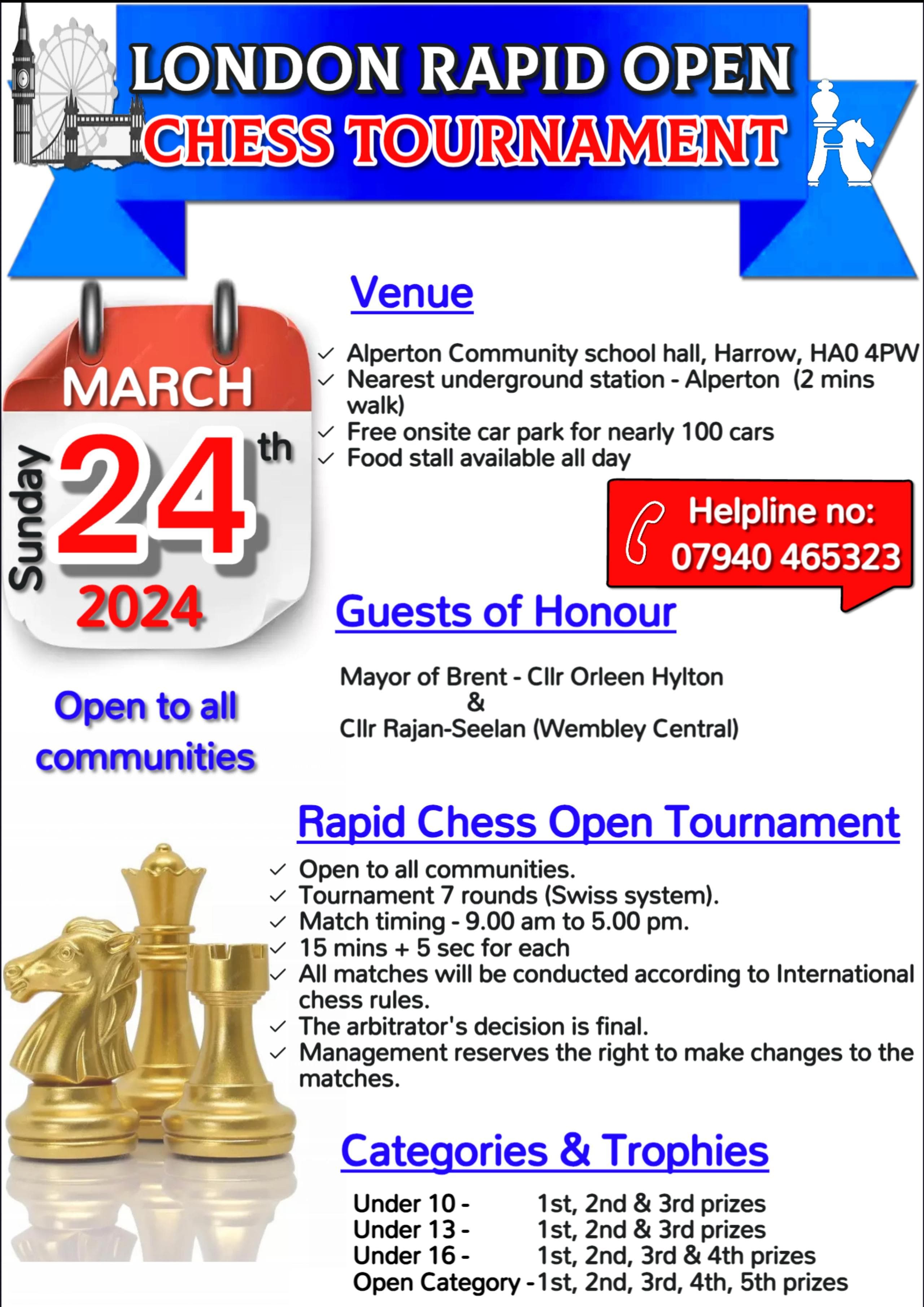WTCF, London rapid chess open tournament 2024-03-24 flyer
