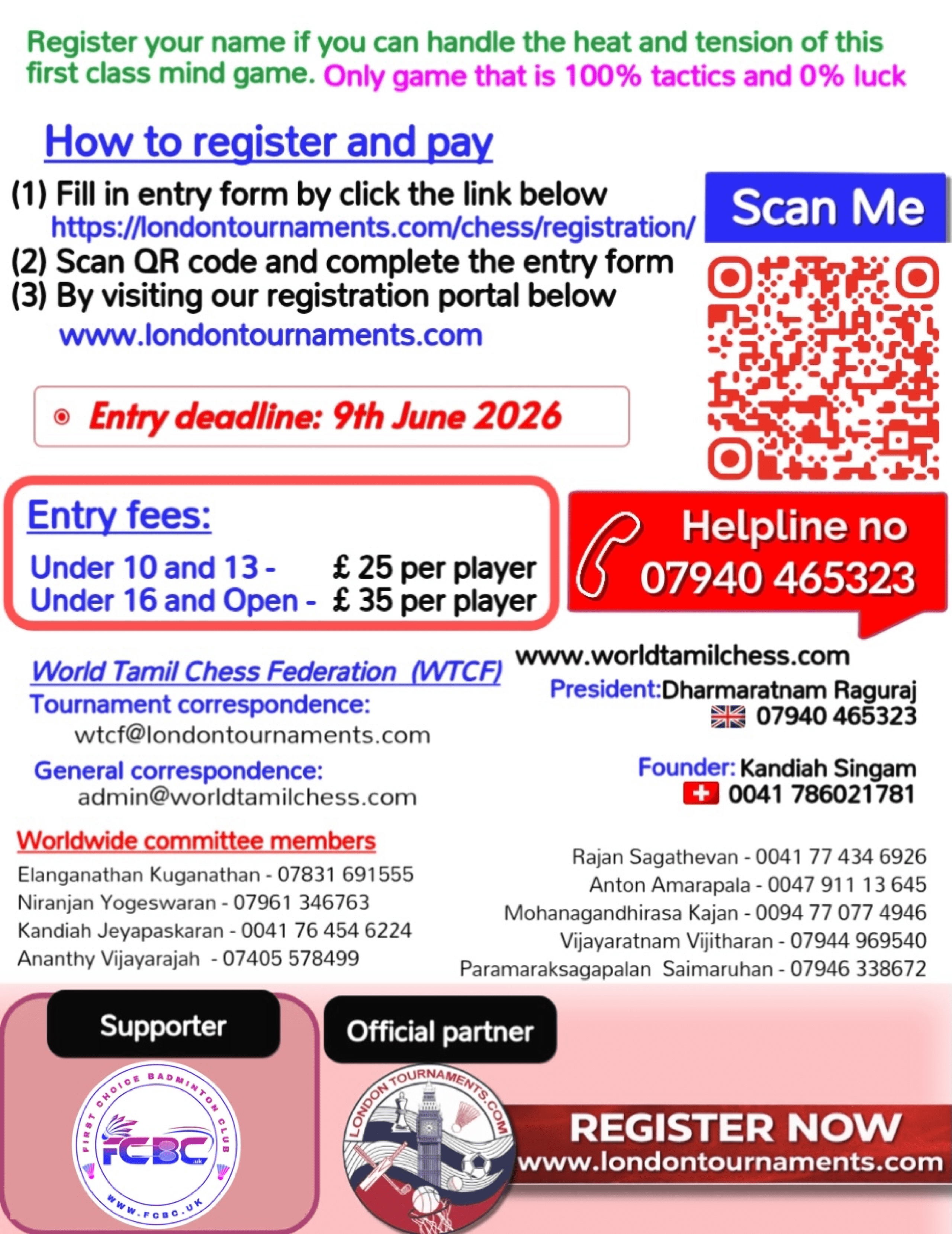 WTCF, London rapid chess open tournament 2024-06-21 flyer
